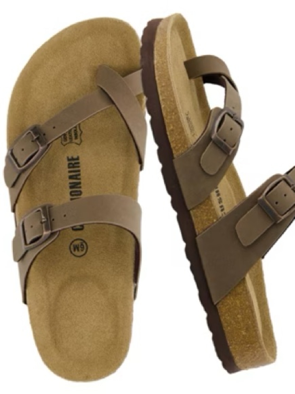 Cushionaire Luna Leather Strappy Footbed Comfort Sandals Brown Size 8.5